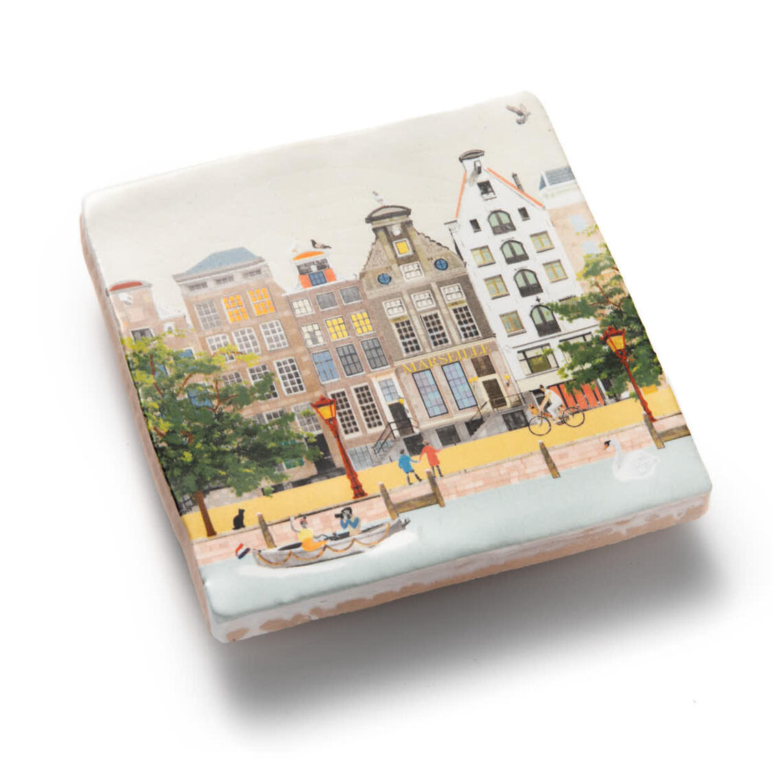 We made baked tile with a cutesy illustration of the museum